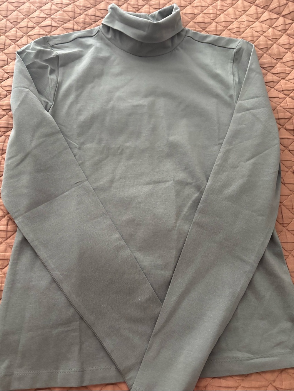 Pact Sage Green Long Sleeve Turtleneck Shirt